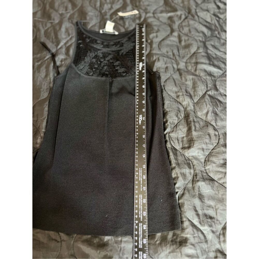 White House Black Market Tank Top Womens Small Black Crochet Soutache Trim NWT - Picture 6 of 7
